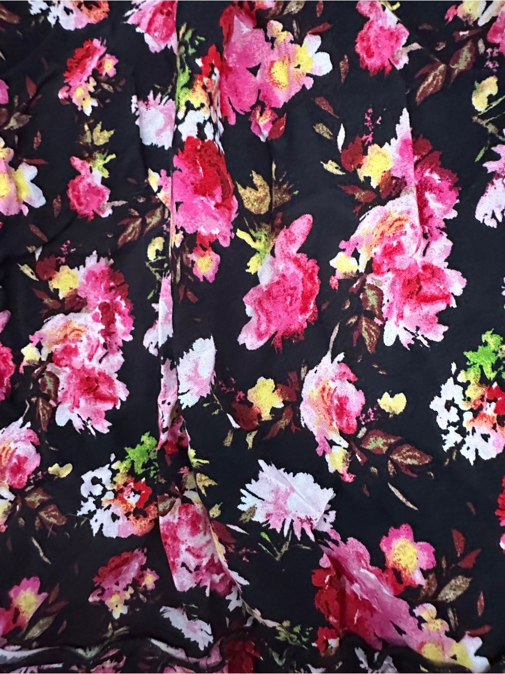 Plus Size 3X Floral Smocked Midi Dress Black Pink Boho Cottagecore - Picture 11 of 13